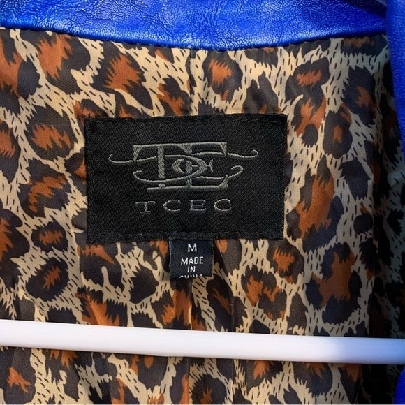 TCEC Royal Blue Faux Leather cropped Jacket. Size Medium. - Picture 4 of 8